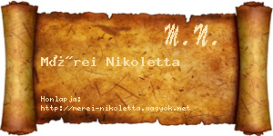Mérei Nikoletta névjegykártya